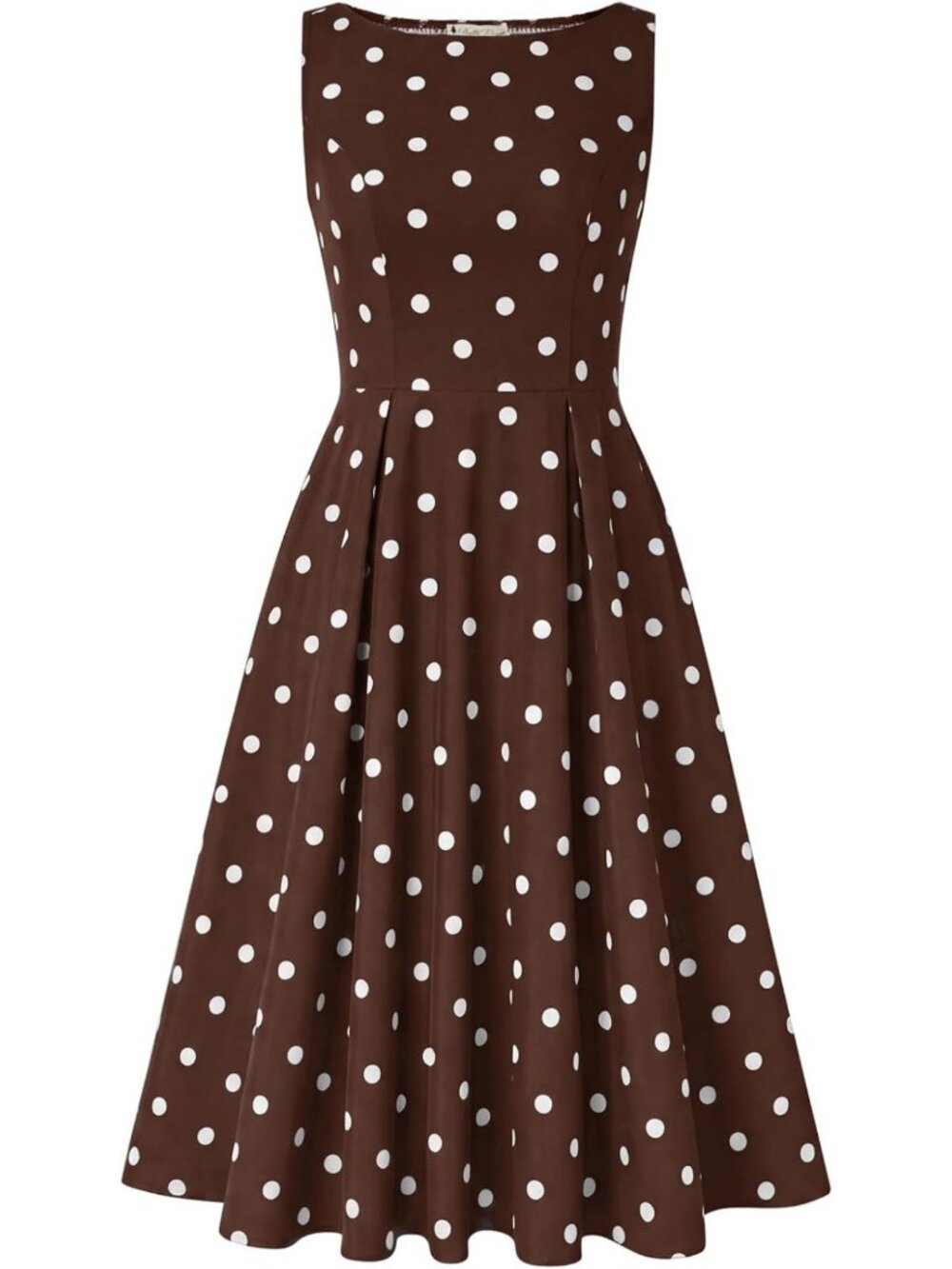 Vintage Polka Dot Sleeveless Midi Dress | Retro Cocktail Party Dress for Women